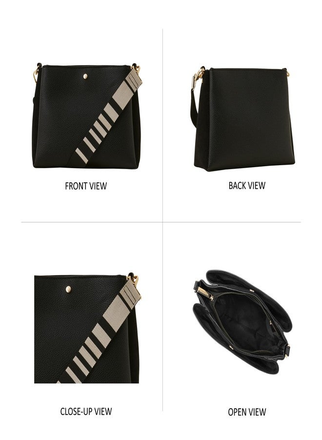 Accessorize London Women's Black Webbing Sling Bag | Bags for women | Ladies Purse Handbag | Bags for Women For Office Use, Work - Image 5